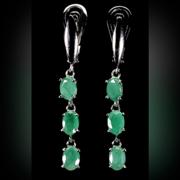 Enchanting Genuine Emerald Drop Earrings